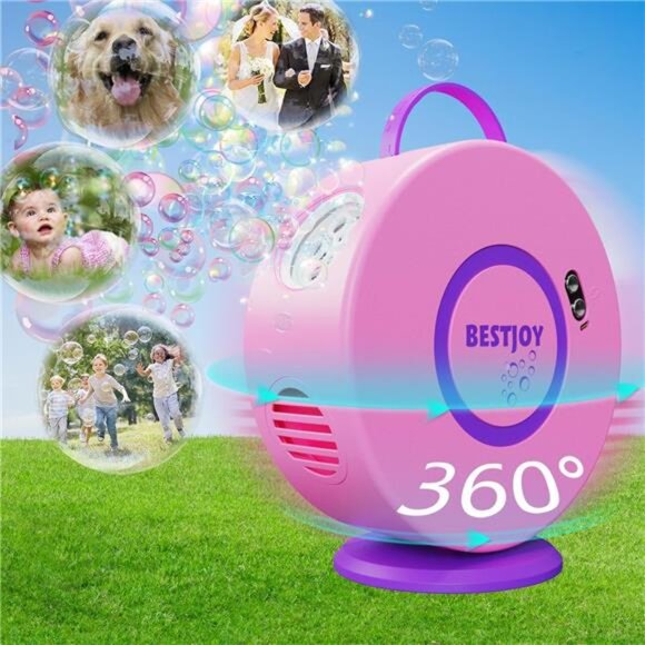 Bubble Machine for Toddlers Girls 1-3-5 - Rechargeable Pink Bubble Blower - Picture 1 of 6